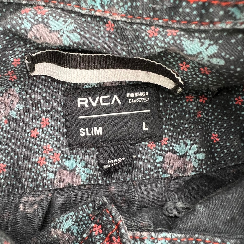 RVCA Slim Fit Button Down Shirt Mens Large Polka Dot Floral Button Down Lot of 2 - Picture 13 of 15